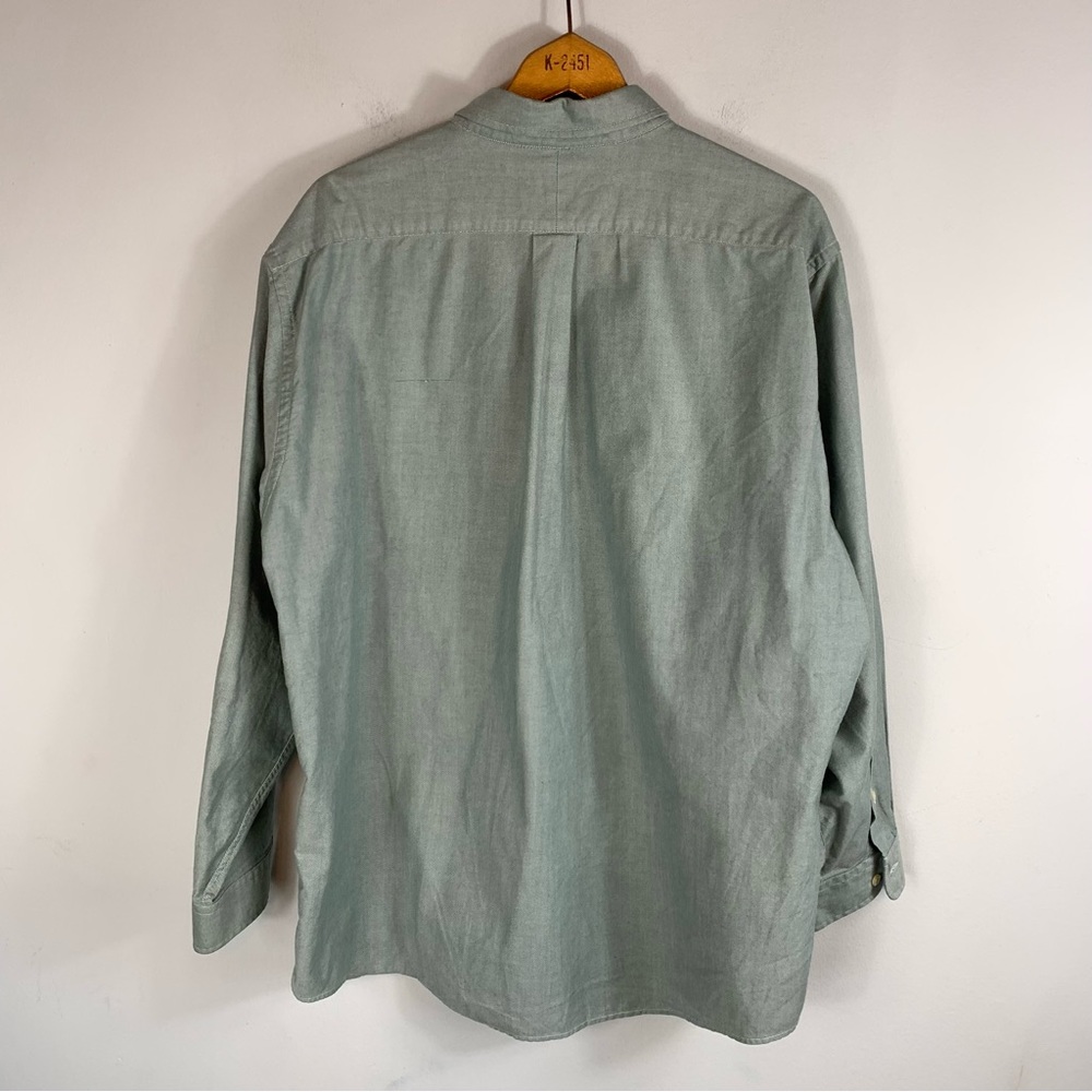 LL Bean Green Cotton Single Needle Tailoring 17.5-34 Button Down Shirt - Picture 9 of 9